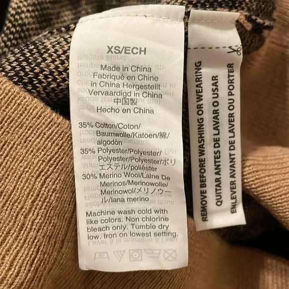 J. Crew Animal Print Leopard Merino Wool Cotton Blend Tan Sweater Women XS NWT - Picture 7 of 8